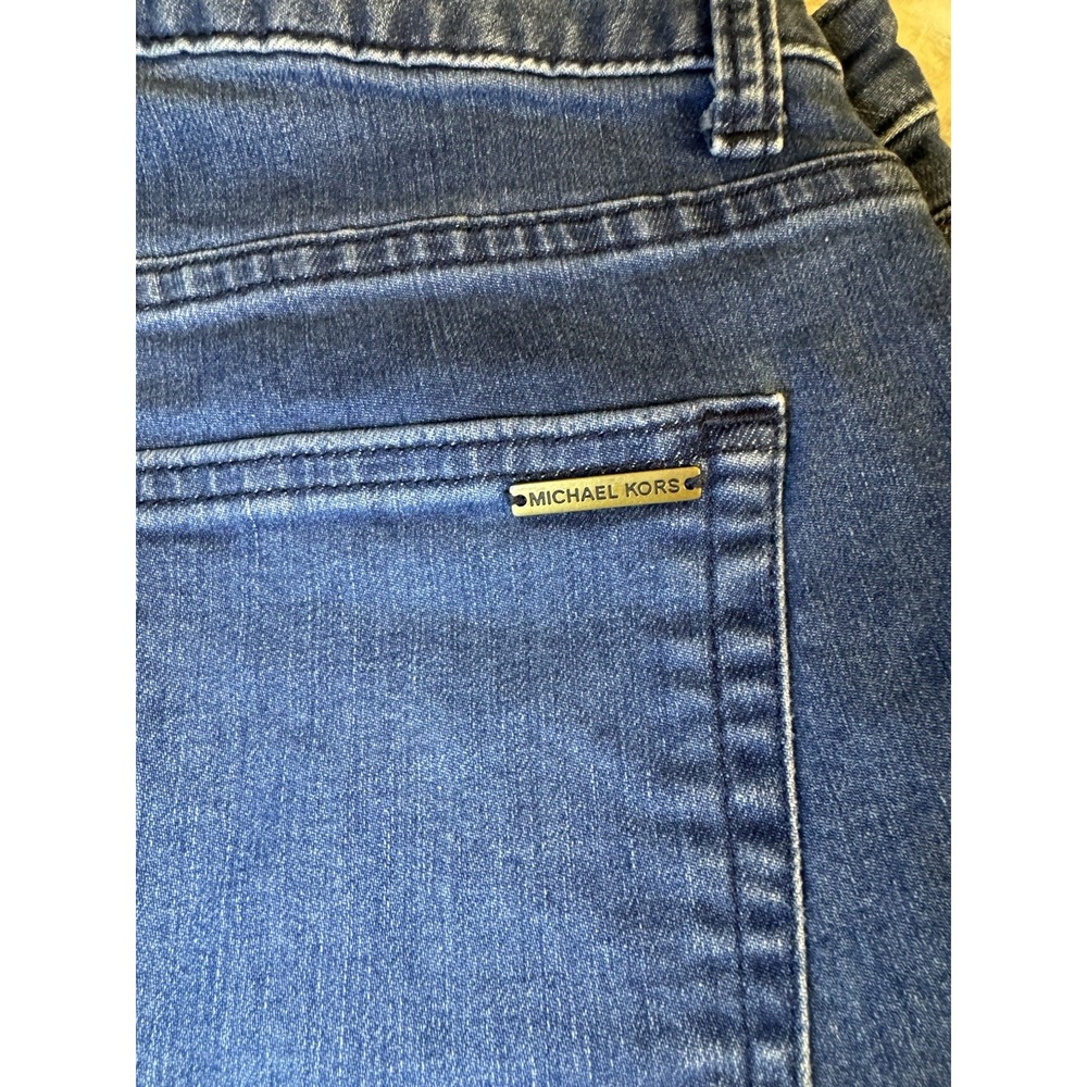 Michael Kors Izzy Dillon Stretch CropJean Fray Hem Stretch Denim Mid Rise Size 8 - Picture 2 of 12